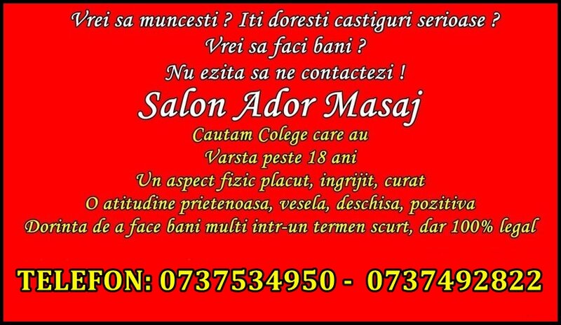Maseuze cu sau fara experienta 18-45 de ani pentru masaj erotic.