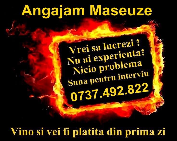 Maseuze cu sau fara experienta 18-45 de ani pentru masaj erotic.